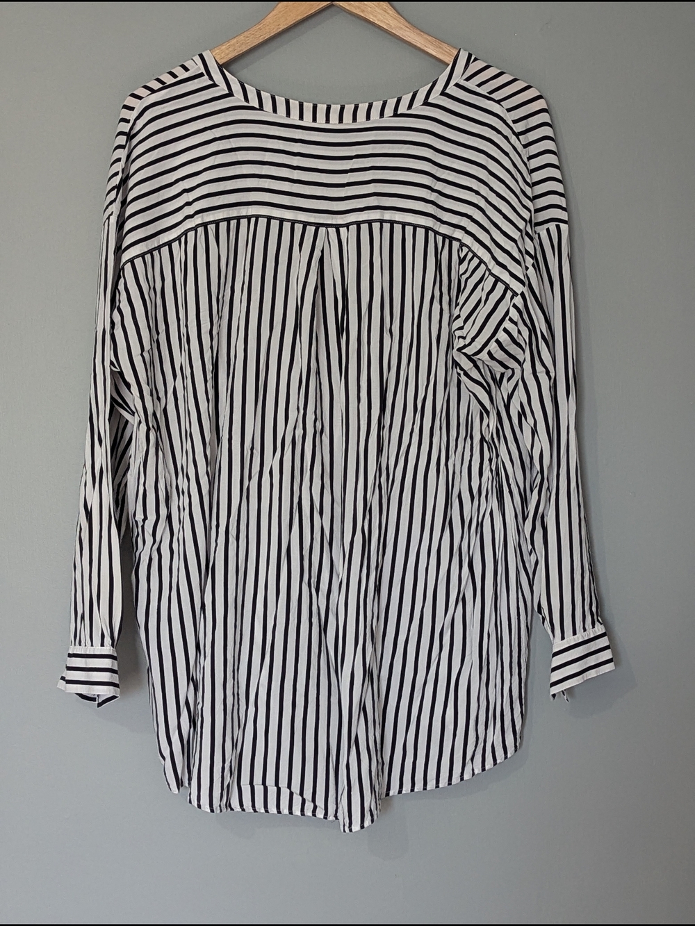 Addition Elle Womens Black White Vertical Striped Knot-Front Blouse Coastal Chic - Picture 7 of 9